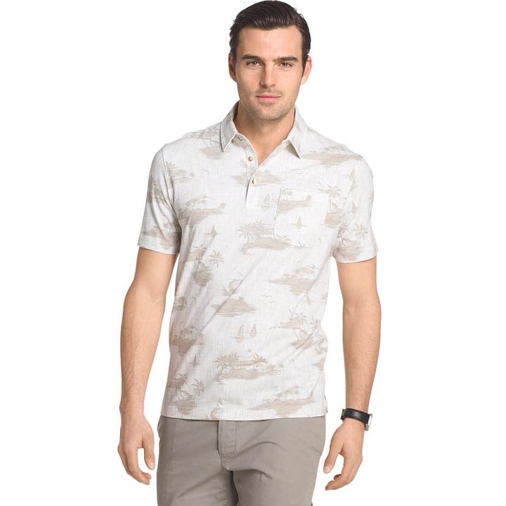 Big & Tall Van Heusen Classic-fit Leaf Polo, Men's, Size: Xxl Tall, White Oth