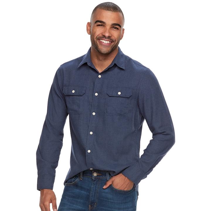 Men's Sonoma Goods For Life&trade; Modern-fit Button-down Utility Shirt, Size: Large, Blue