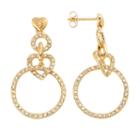 Amore By Simone I. Smith 18k Gold Over Silver Crystal Heart Hoop Drop Earrings, Women's, Yellow
