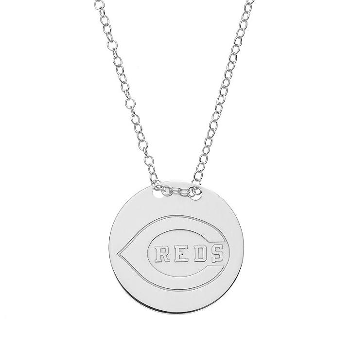 Cincinnati Reds Sterling Silver Disc Pendant Necklace, Women's, Size: 16, Grey