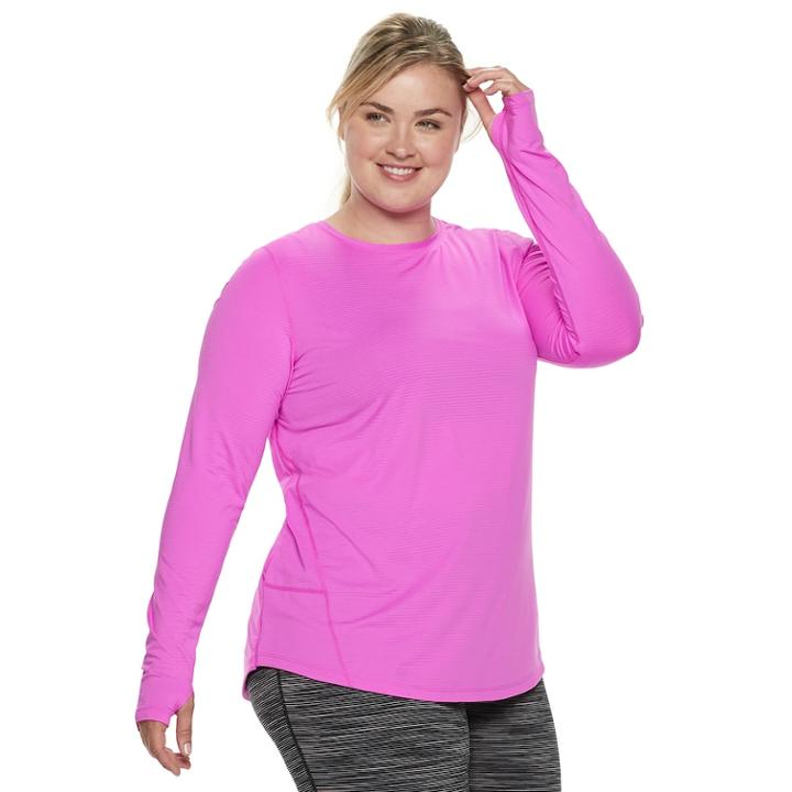 Plus Size Tek Gear&reg; Thumb Hole Long Sleeve Tee, Women's, Size: 1xl, Brt Purple