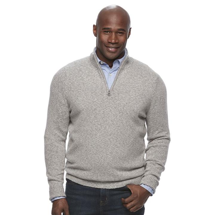 Big & Tall Croft & Barrow&reg; True Comfort Classic-fit Stretch Quarter-zip Sweater, Men's, Size: Xl Tall, Med Brown