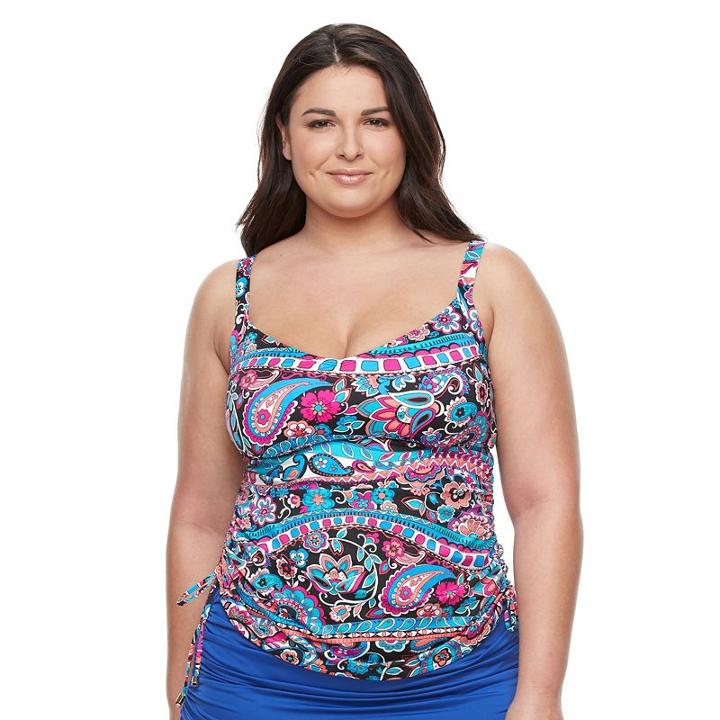 Plus Size Apt. 9&reg; Print Tankini Top, Women's, Size: 3xl, Black