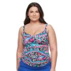 Plus Size Apt. 9&reg; Print Tankini Top, Women's, Size: 3xl, Black