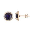 10k Gold Lab-created Blue & White Sapphire Halo Stud Earrings, Women's