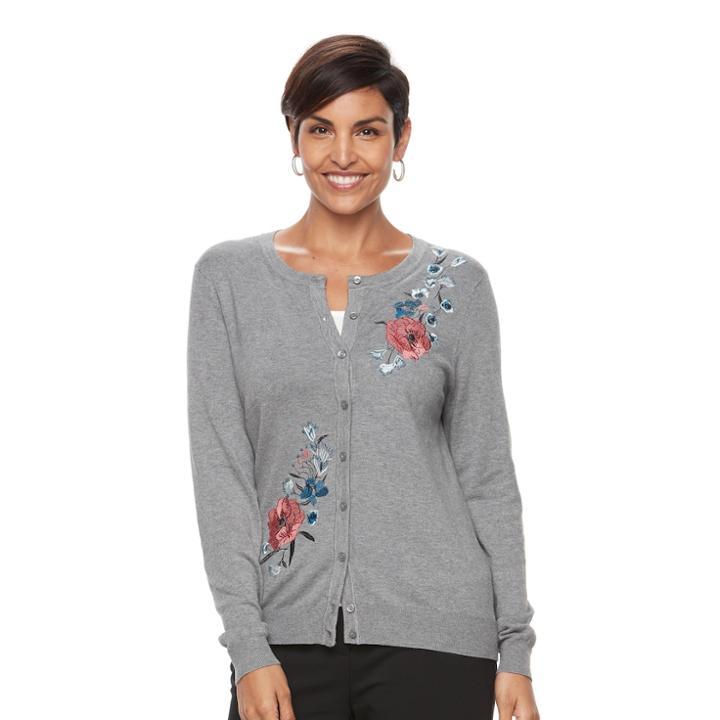 Women's Croft & Barrow&reg; Button-down Cardigan, Size: Xs, Med Grey