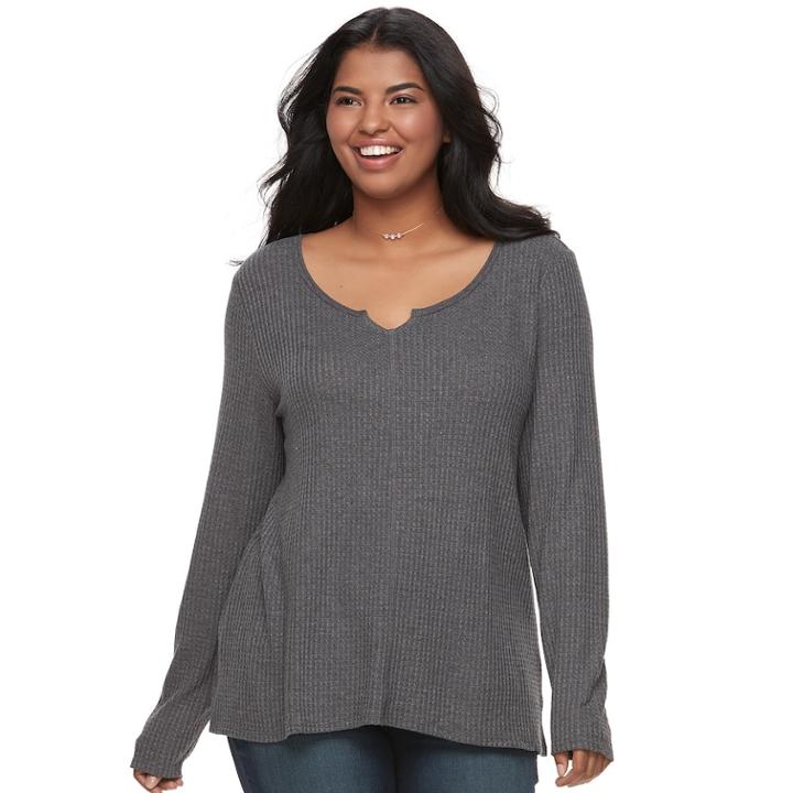 Plus Size Juniors' So&reg; Plus Waffle Swing Tee, Teens, Size: 2xl, Oxford
