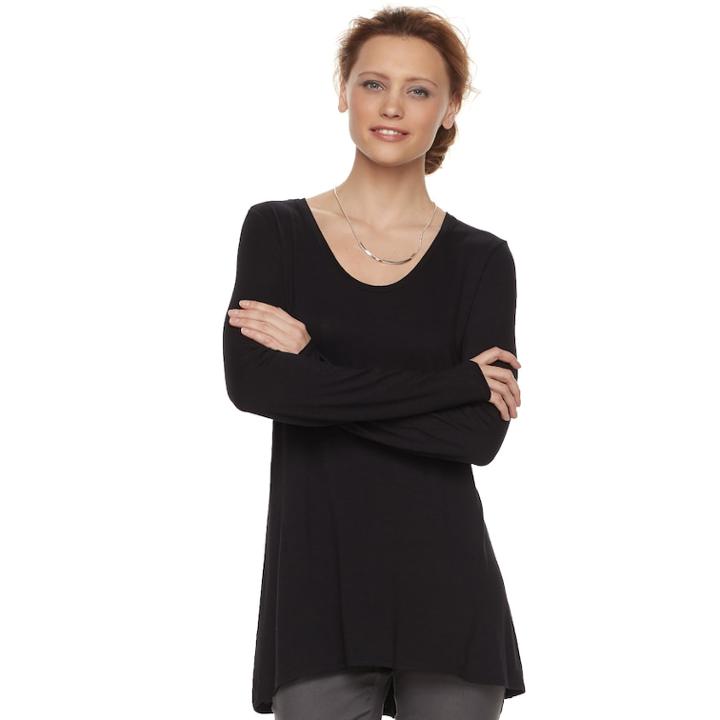 Women's Apt. 9® Marled High-low Tunic, Size: Xl, Black