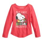 Girls 4-10 Jumping Beans&reg; Peanuts Snoopy But First, Presents Graphic Tee, Size: 5, Med Red