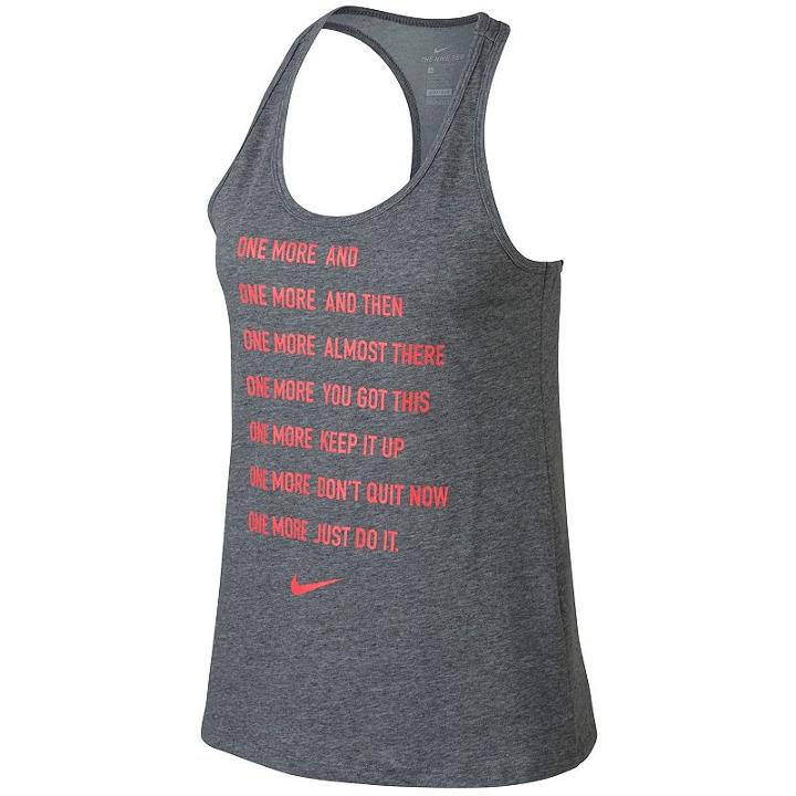 Women's Nike Dry Training One More Racerback Graphic Tank, Size: Small, Grey Other
