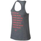 Women's Nike Dry Training One More Racerback Graphic Tank, Size: Small, Grey Other