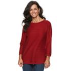 Women's Croft & Barrow&reg; Button-shoulder Crewneck Sweater, Size: Large, Red Overfl