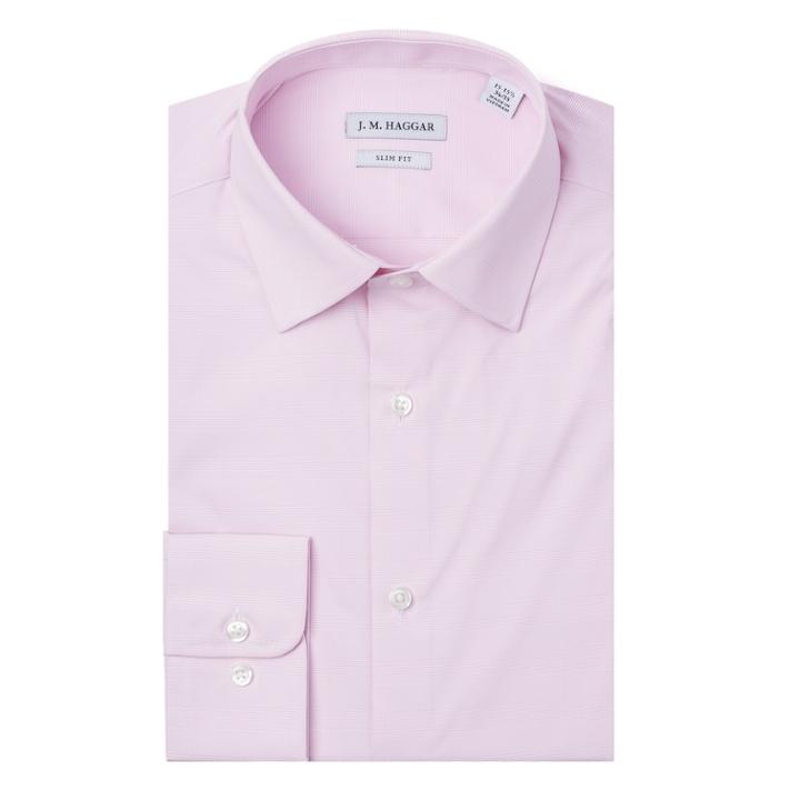 Men's Haggar Premium Performance Slim-fit Stretch Dress Shirt, Size: 17.5-34/35, Light Pink