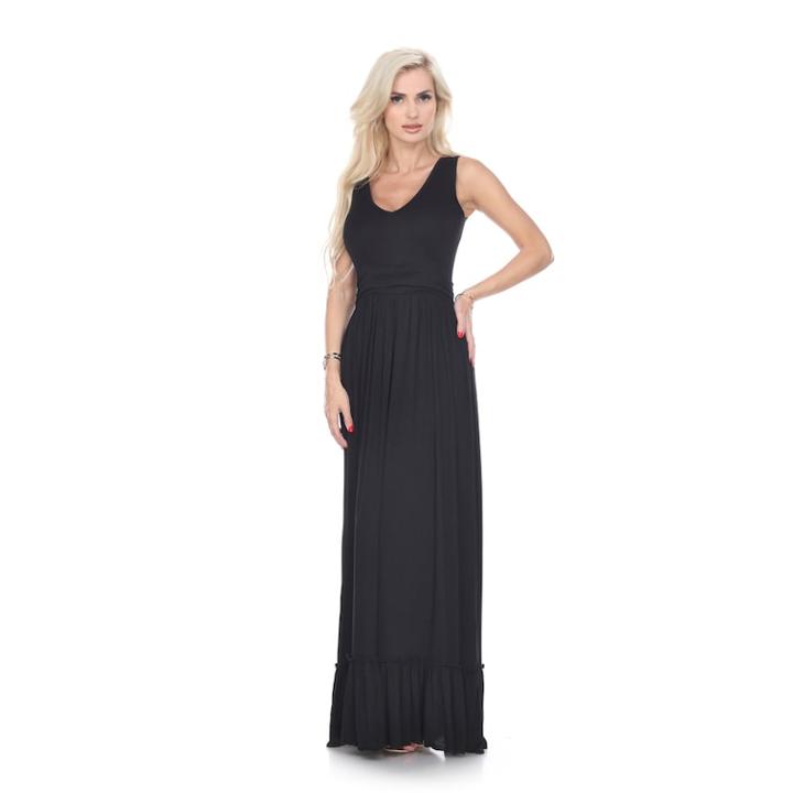 Women's White Mark Medine Shirred Maxi Dress, Size: Small, Black