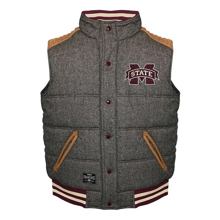 Men's Franchise Club Mississippi State Bulldogs Legacy Reversible Vest, Size: Xl, Grey