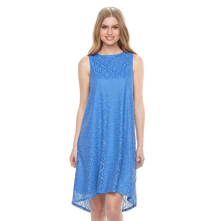 Women's Apt. 9&reg; Lace High-low Shift Dress, Size: 4, Blue (navy)