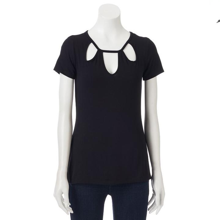 Women's Jennifer Lopez Cutout Tee, Size: Xl, Oxford