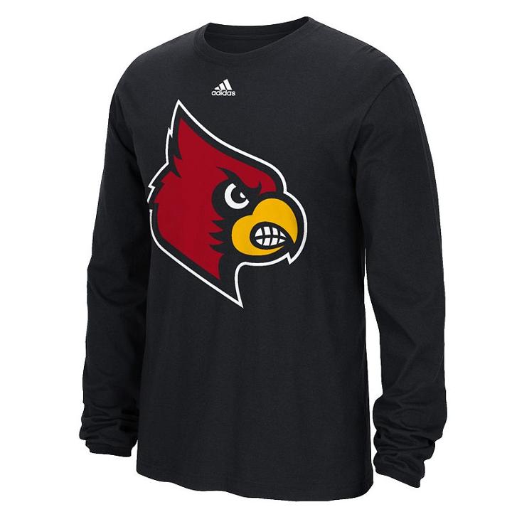 Men's Adidas Louisville Cardinals Preferred Logo Long-sleeve Tee, Size: Medium, Black