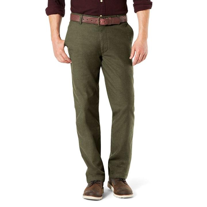 Men's Dockers Pacific Washed Khaki Stretch Pants, Size: 32x30, Green