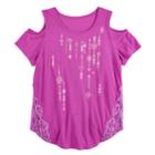 Girls 7-16 Mudd&reg; Cold Shoulder Crochet Pieced Tee, Size: 16, Pink