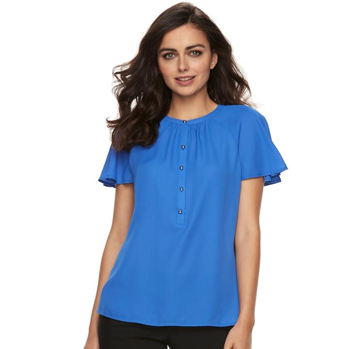 Women's Apt. 9&reg; Flutter Georgette Top, Size: Xs, Med Blue