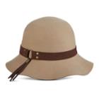 Women's Scala Faux Suede Trim Raw Edge Cloche Hat, Lt Brown