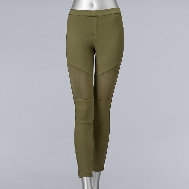 Simply Vera Vera Wang Denim Moto Skimmer Leggings, Women's, Size: Xl, Dark Green