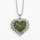Sterling Silver 1/2-ct. T.w. Green And White Diamond Scalloped Heart Pendant, Women's, Size: 18