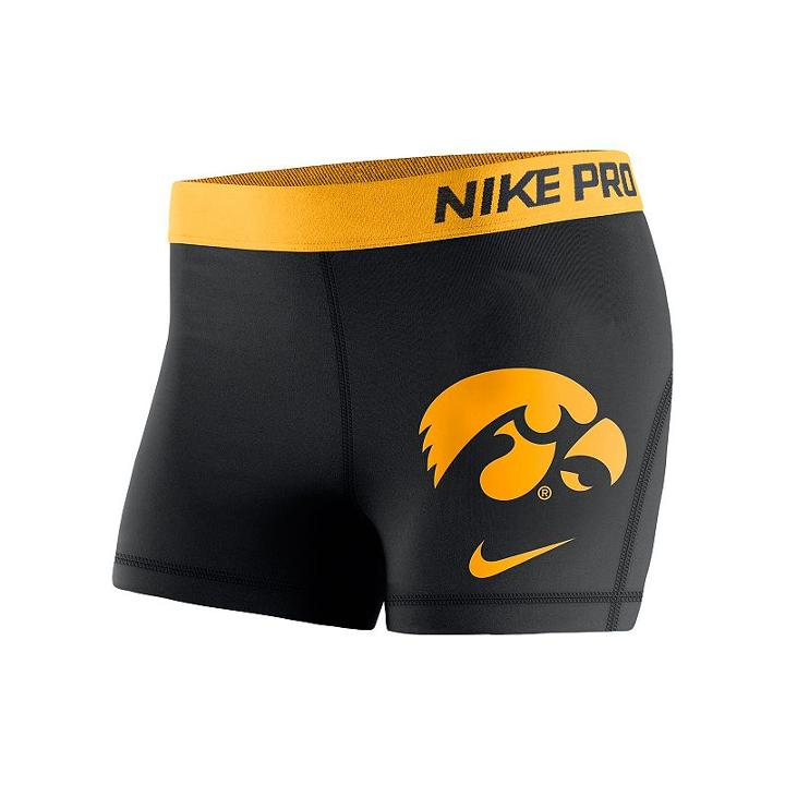 Women's Nike Iowa Hawkeyes Pro 3-inch Shorts, Size: Small, Black