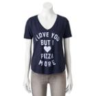 Juniors' I Heart Pizza More Graphic Tee, Girl's, Size: Small, Blue