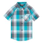 Boys 4-7 Hurley Raglan Short Sleeve Woven Plaid Shirt, Boy's, Size: 4, Lt Green