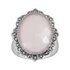 Lavish By Tjm Sterling Silver Pink Chalcedony Ring - Made With Swarovski Marcasite, Women's, Size: 6
