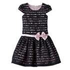 Girls 4-6x Nannette Floral Lace Burnout Stripe Dress, Girl's, Size: 6x, Black