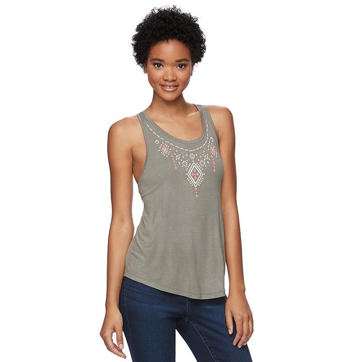 Juniors' Mudd&reg; Racerback Tank Top, Girl's, Size: Large, Med Green
