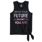 Girls 7-16 So&reg; Side Tie Graphic Tank Top, Size: 12, Black