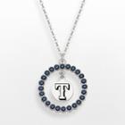Logoart Texas Rangers Silver Tone Crystal Logo Charm Circle Pendant, Women's, Size: 18, Blue