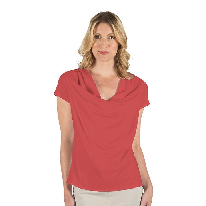 Women's Larry Levine Cowlneck Top, Size: Large, Dark Red