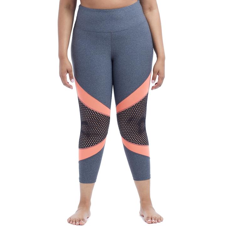 Plus Size Marika Curves Mesh Capris, Women's, Size: 2xl, Grey