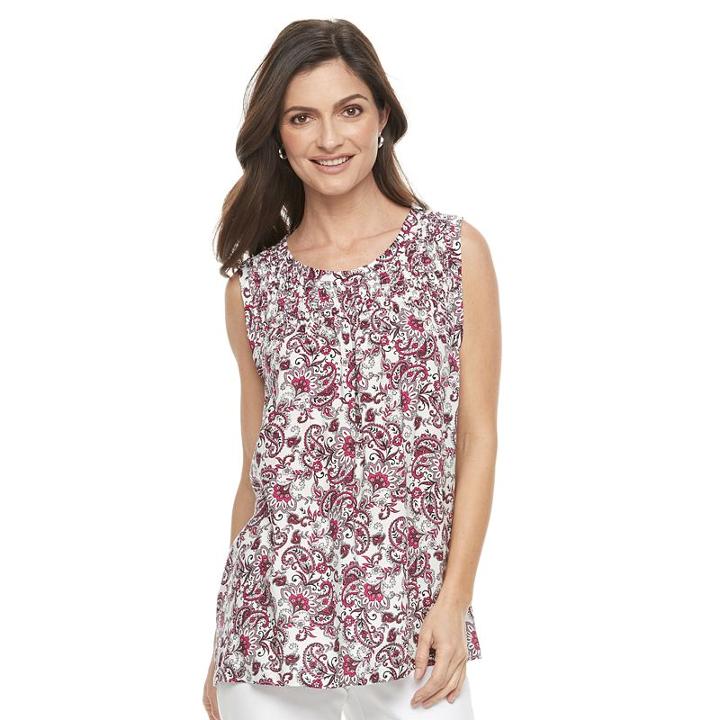 Women's Croft & Barrow&reg; Smocked Tank, Size: Medium, Med Purple