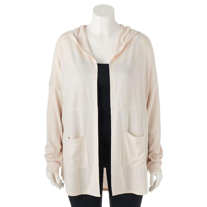 Juniors' Plus Size Mudd&reg; Hooded Cardigan, Teens, Size: 1xl, White Oth