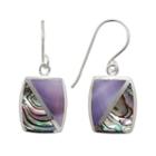 Sterling Silver Abalone Rectangle Drop Earrings, Women's, Grey