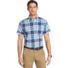 Men's Izod Classic-fit Plaid Chambray Button-down Shirt, Size: Medium, Blue Other