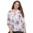 Juniors' Plus Size Candie's&reg; Printed Lace Blouse, Teens, Size: 1xl, White