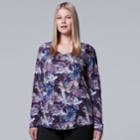 Plus Size Simply Vera Vera Wang Printed Tee, Women's, Size: 3xl, Blue (navy)