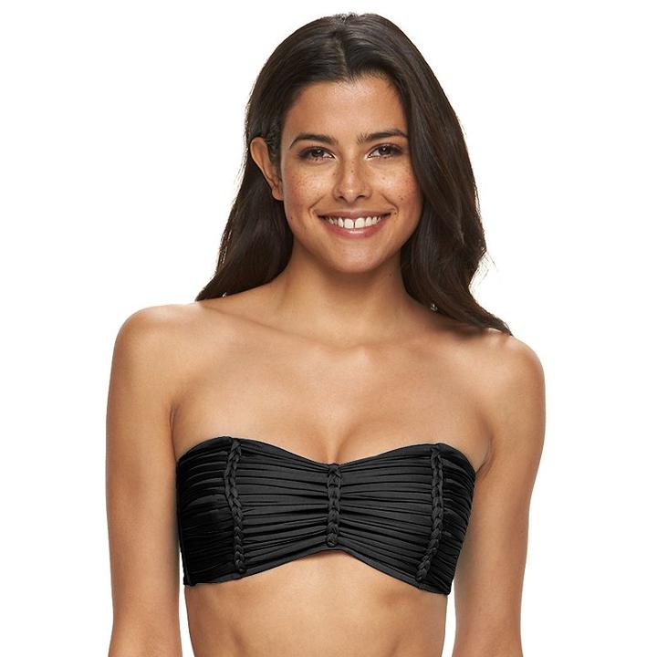 Women's Apt. 9&reg; Strappy Bandeau Bikini Top, Size: Medium, Black