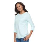 Women's Croft & Barrow&reg; Roll-tab Pique Top, Size: Medium, Turquoise/blue (turq/aqua)
