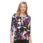 Women's Dana Buchman Printed Keyhole Top, Size: Large, Med Blue