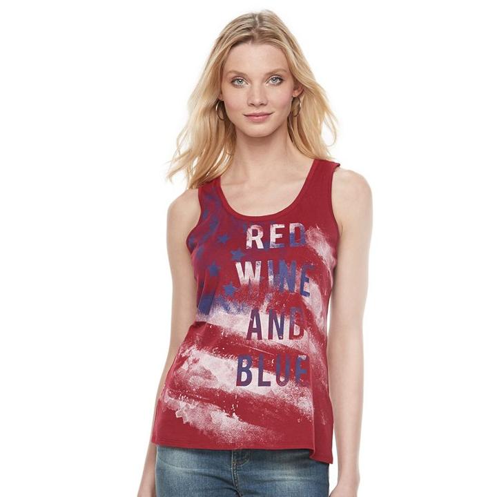 Women's Rock & Republic&reg; Red, Wine & Blue Graphic Tank, Size: Small, Red