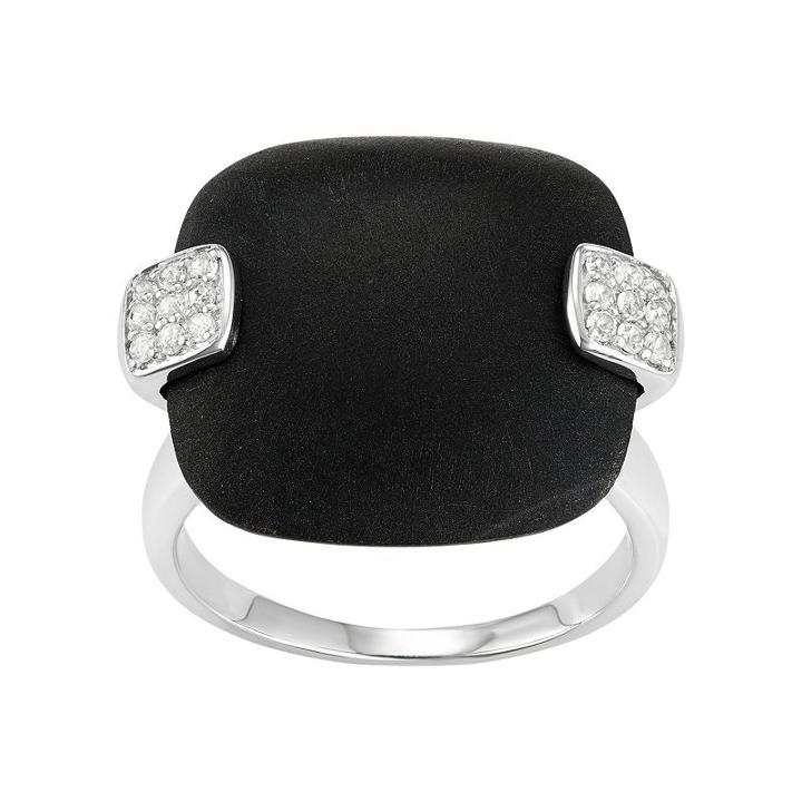 Sterling Silver Onyx & White Topaz Ring, Women's, Size: 7, Black