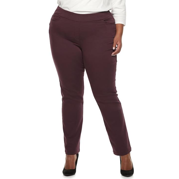 Plus Size Napa Valley Super Stretch Midrise Pull-on Pants, Women's, Size: 22 W, Med Purple